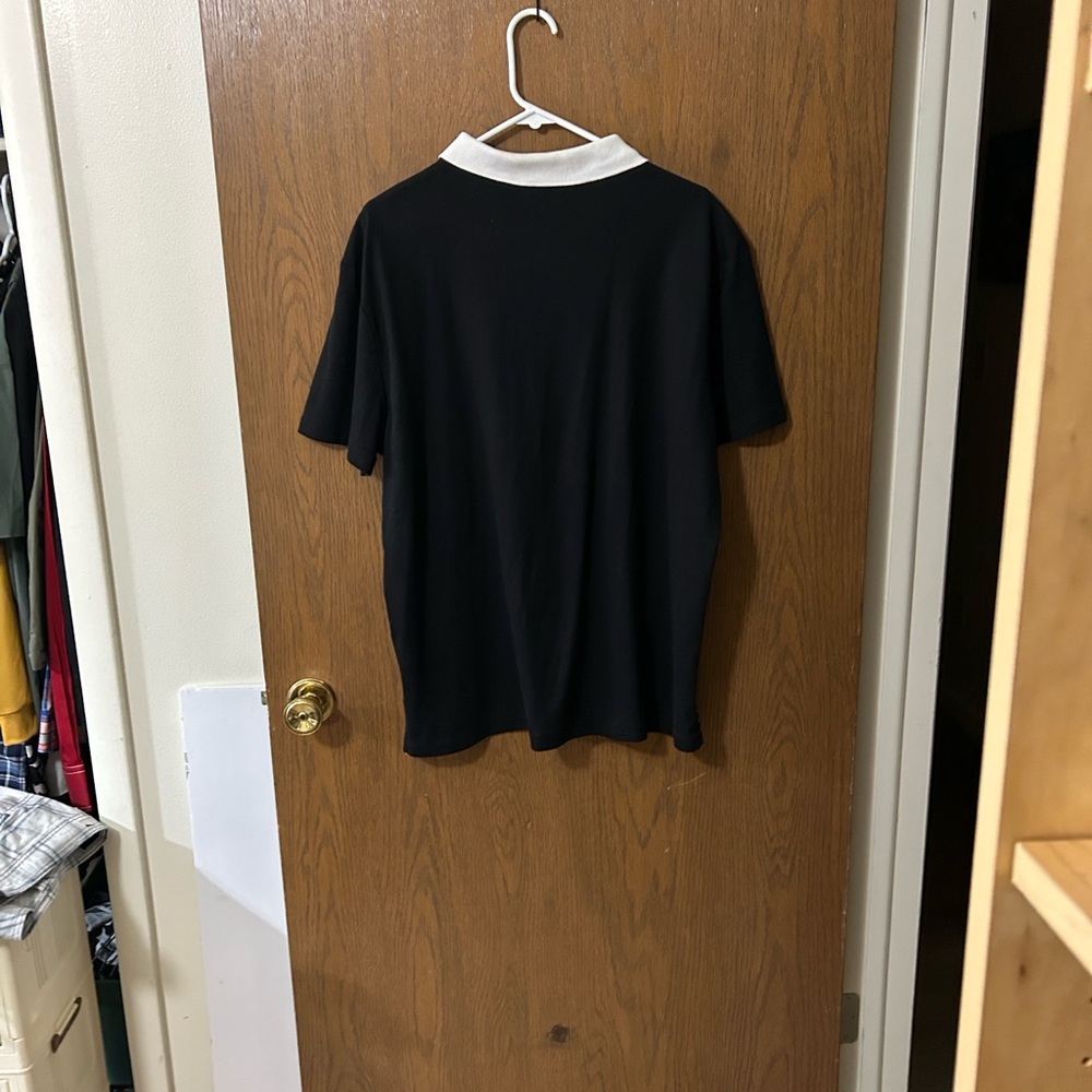 Calvin Klein Black Polo with White Contrast Collar - Picture 3 of 3